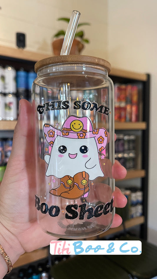 Boo Sheet 16oz Glass Cup